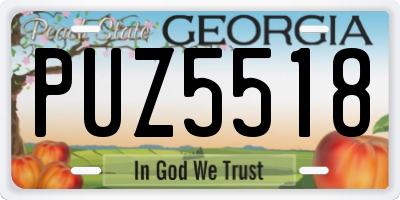 GA license plate PUZ5518