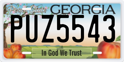GA license plate PUZ5543