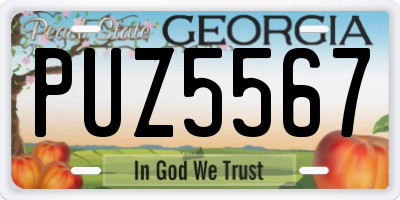 GA license plate PUZ5567