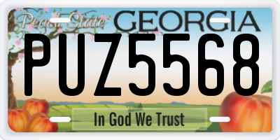 GA license plate PUZ5568