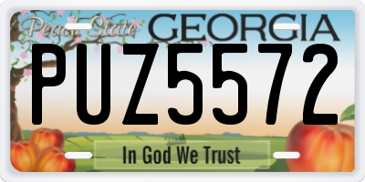 GA license plate PUZ5572