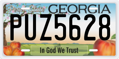 GA license plate PUZ5628