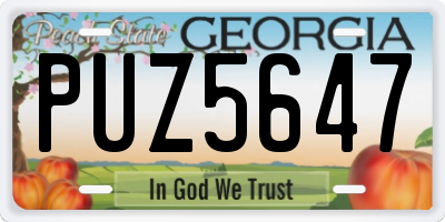 GA license plate PUZ5647