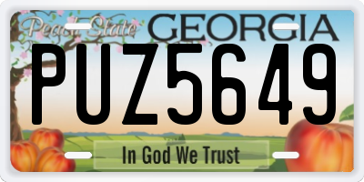 GA license plate PUZ5649