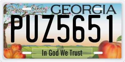 GA license plate PUZ5651