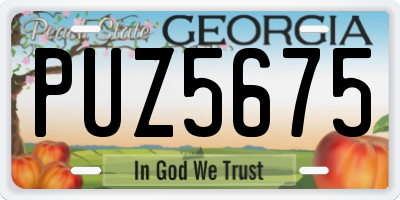 GA license plate PUZ5675