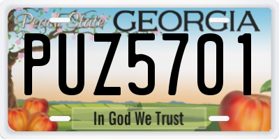 GA license plate PUZ5701