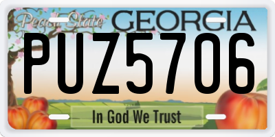 GA license plate PUZ5706