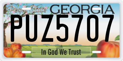 GA license plate PUZ5707