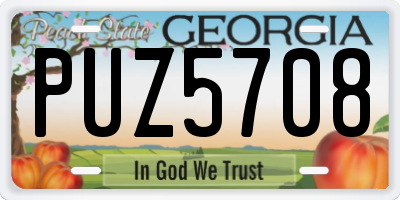 GA license plate PUZ5708