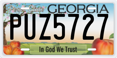 GA license plate PUZ5727
