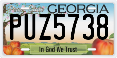 GA license plate PUZ5738