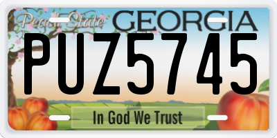 GA license plate PUZ5745