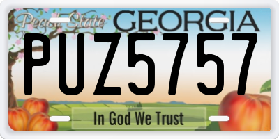 GA license plate PUZ5757