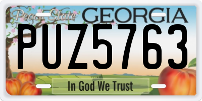 GA license plate PUZ5763