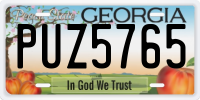 GA license plate PUZ5765