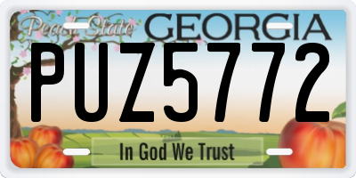 GA license plate PUZ5772