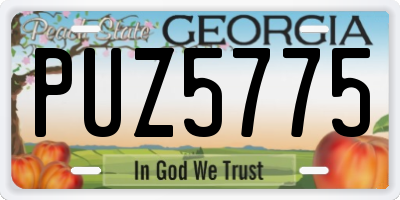 GA license plate PUZ5775