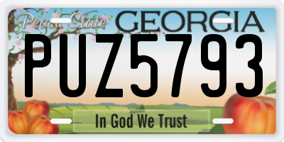 GA license plate PUZ5793