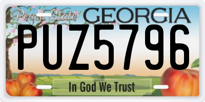 GA license plate PUZ5796
