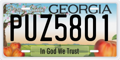 GA license plate PUZ5801