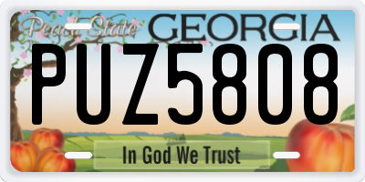 GA license plate PUZ5808