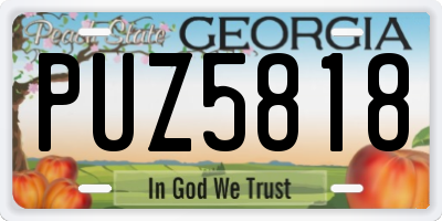 GA license plate PUZ5818