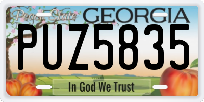 GA license plate PUZ5835