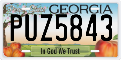 GA license plate PUZ5843