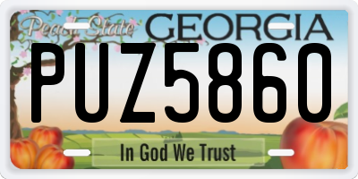 GA license plate PUZ5860