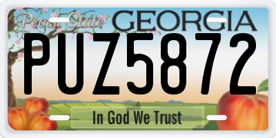 GA license plate PUZ5872