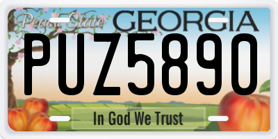 GA license plate PUZ5890