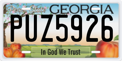GA license plate PUZ5926