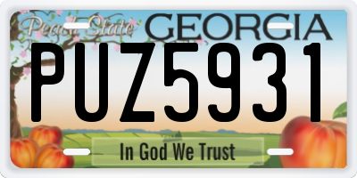 GA license plate PUZ5931