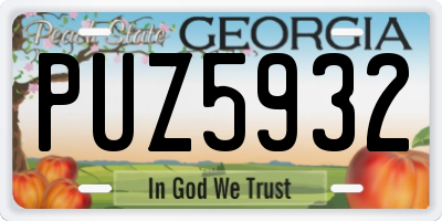 GA license plate PUZ5932