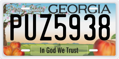 GA license plate PUZ5938