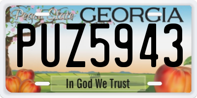 GA license plate PUZ5943