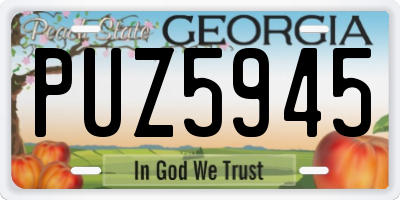 GA license plate PUZ5945