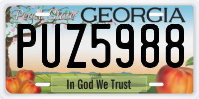 GA license plate PUZ5988