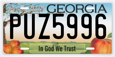 GA license plate PUZ5996