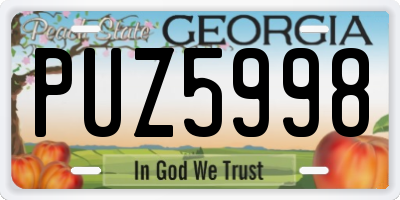 GA license plate PUZ5998