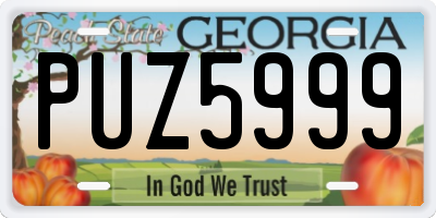 GA license plate PUZ5999