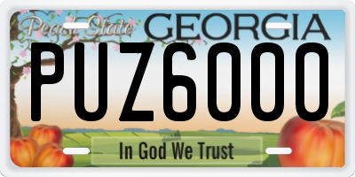 GA license plate PUZ6000