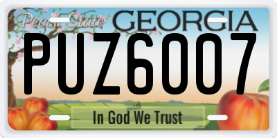 GA license plate PUZ6007