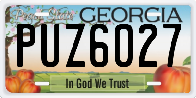 GA license plate PUZ6027