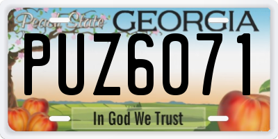 GA license plate PUZ6071