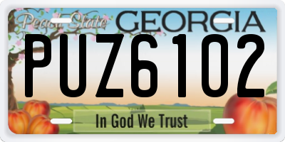 GA license plate PUZ6102