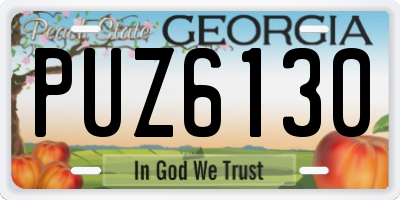 GA license plate PUZ6130