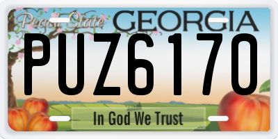 GA license plate PUZ6170