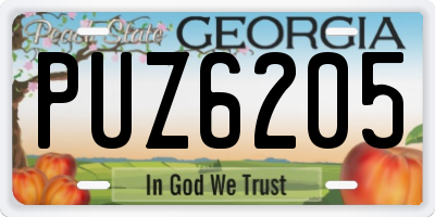 GA license plate PUZ6205